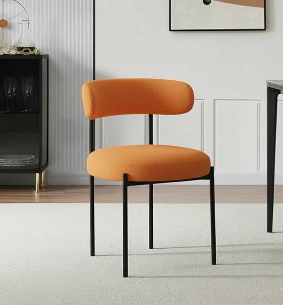 Maghji Modern Fabric Accent Chair | Orange Upholstered Living Room & Dining Metal Dining Chair