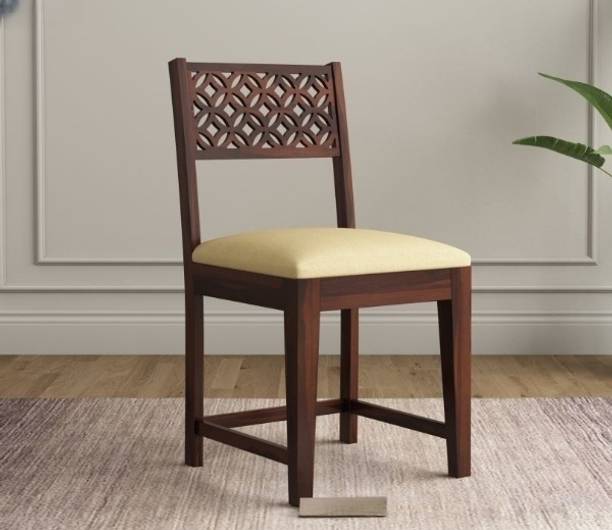PR FURNITURE Premium Quality Solid Wood Dining Chair Set Of Four Cushion :- Cream Solid Wood Dining Chair