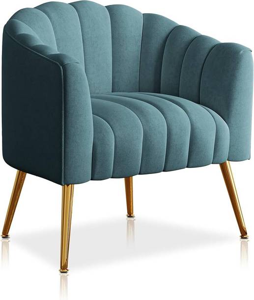 S K hindustan Elegant Teal Velvet Accent Chair Metal Dining Chair