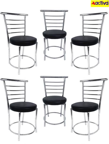 ACTIVA 158 Chrome Finish Cafeteria Chair with Leatherette Cushion Metal Dining Chair