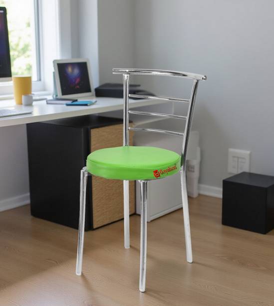KITHANIA Steel Dining Home Office Restaurant Chair with Back Support, Computer Work/Visitor Study Chair for Work from Home Motive with Chrome Steel Frame and Leather seat Without arm Chair Leatherette Dining Chair