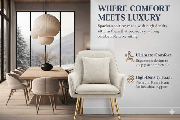 Toxigo Modern Velvet Accent Chairs with Cushioned Seat and Metal Legs Fabric Dining Chair