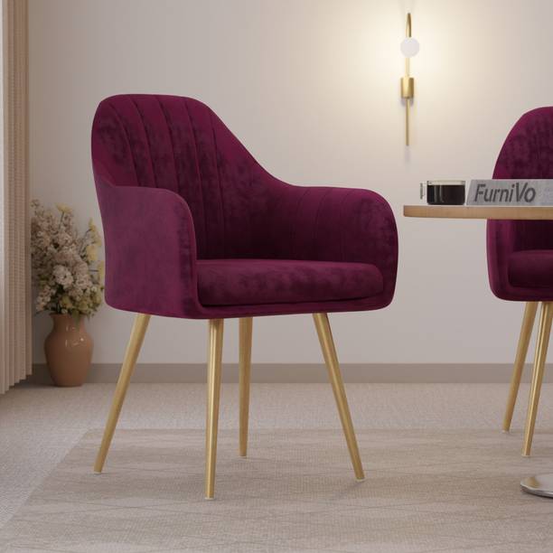 FurniVo Milano Velvet Cushioned Seat for Home, study, office , living Room Foam Dining Chair