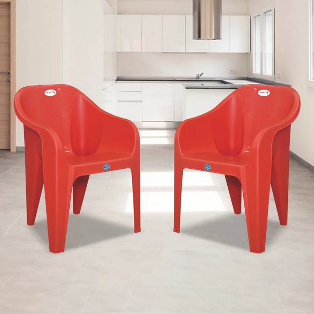 ARLAVYA Sturdy and Strong Plastic Arm Chair for Home Garden Dining Office Plastic Dining Chair