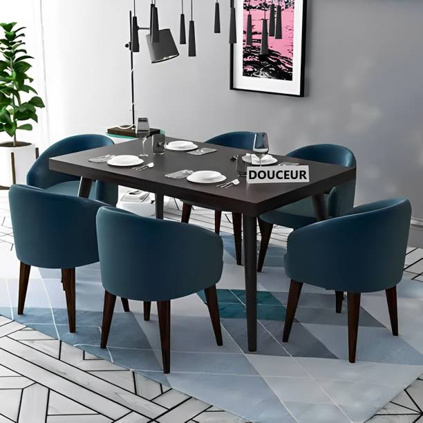 Douceur Solid Wood Premium Six Seater Dining Set For Dining Room. Solid Wood 6 Seater Dining Set
