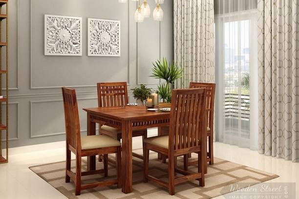 Allie Wood Rosewood (Sheesham) Solid Wood 4 Seater Dining Set