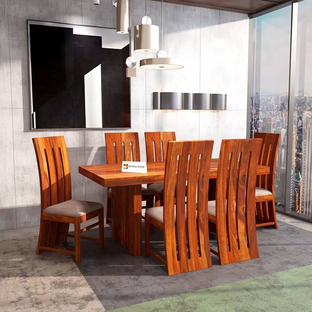 Kendalwood Furniture Premium Dining Room Furniture Wooden Dining Table with 6 Chairs Solid Wood 6 Seater Dining Set