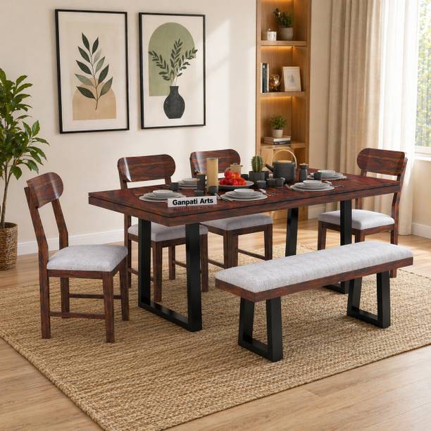 Ganpati Arts Sheesham Wood Dining Set/Wooden 6 Seater Dining Set For Home Solid Wood 6 Seater Dining Set