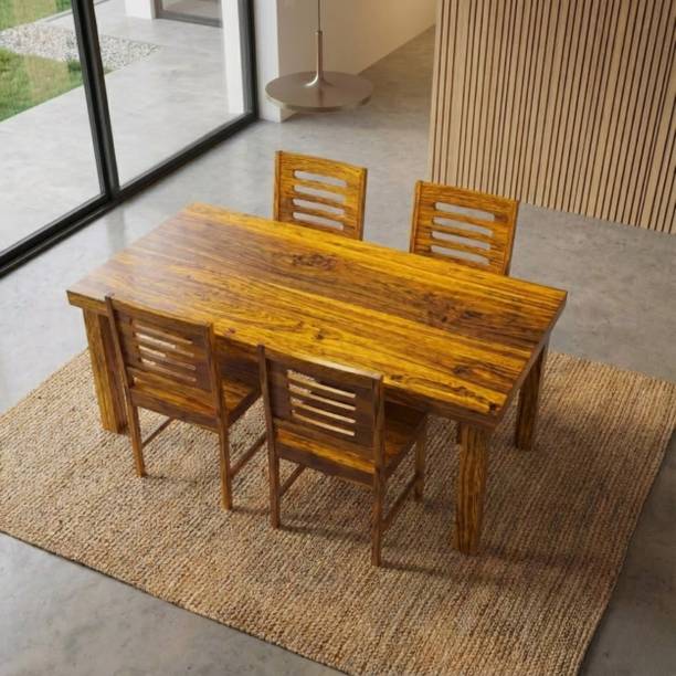 WAKESURE Sheesham (Rosewood) Solid Wood 4 Seater Dining Set