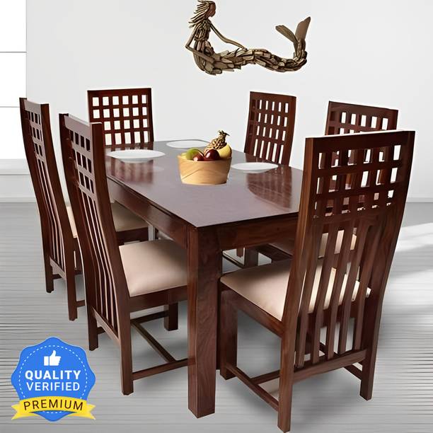 Taskwood Furniture Solid Sheesham Wood 6 Seater Dining Set For Dining Room / Restaurant. Solid Wood 6 Seater Dining Set