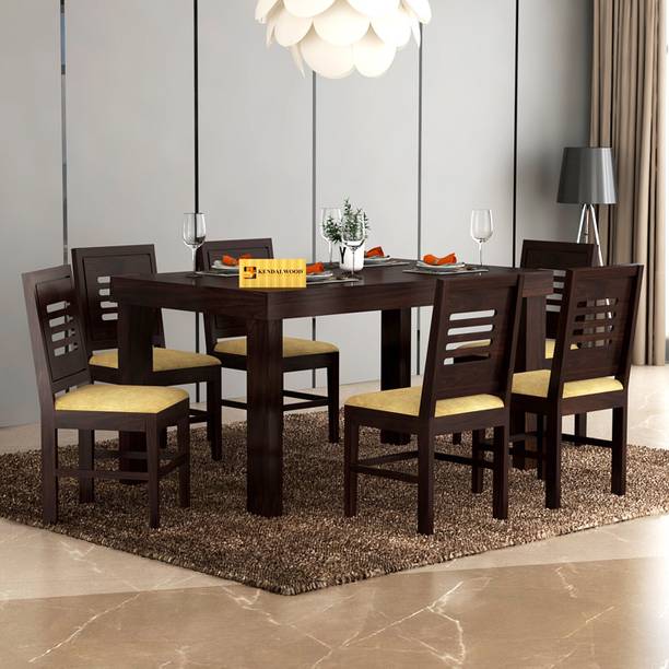 Kendalwood Furniture Premium Dining Room Furniture Wooden Dining Table with 6 Chairs Solid Wood 6 Seater Dining Set