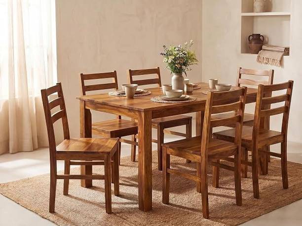 DecorNation Myra Solid Wood 6 Seater Dining Set