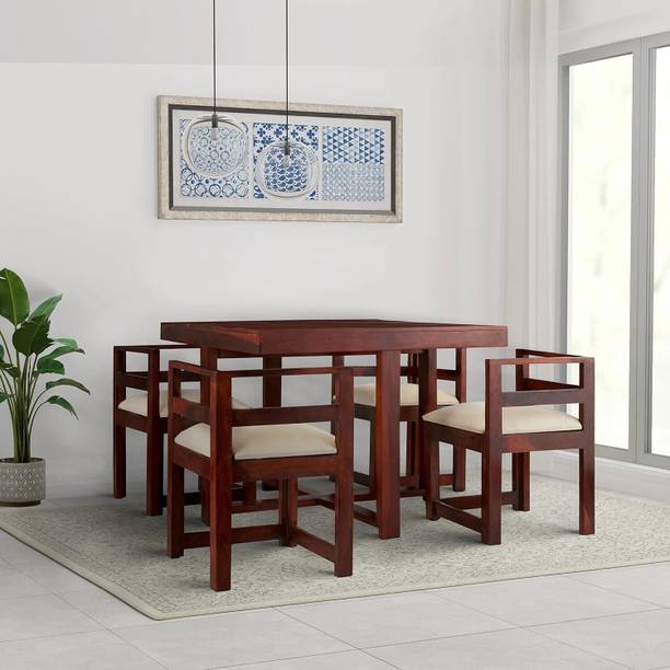 Rajgharana Premium Solid Sheesham Dining Room Wooden Table with 4 Chairs Solid Wood 4 Seater Dining Set