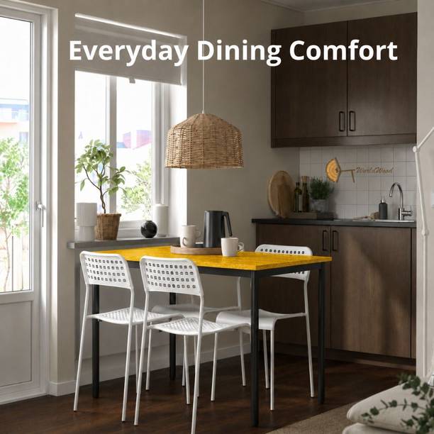 FURINNO Hevy Metal Fram With Unbreacble Plastic Seats Dining set for all purpose Metal 4 Seater Dining Set