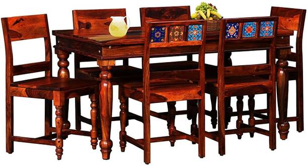 APRODZ Solid Wood 6 Seater Dining Set