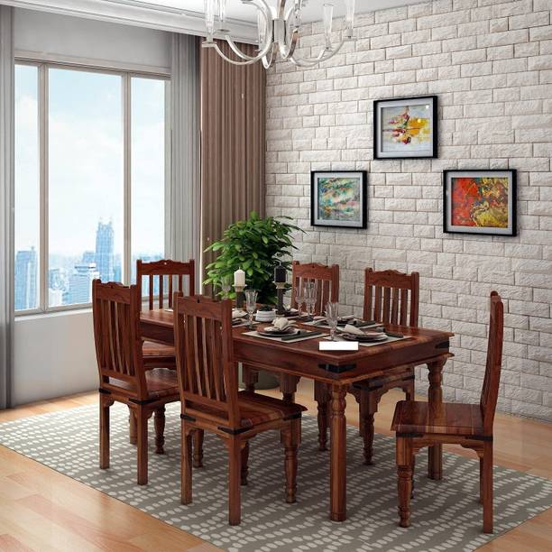 jangid Handicraft Sheesham Solid Wood 6 Seater Dining Set With 6 Chairs For Dining Room Solid Wood 6 Seater Dining Set