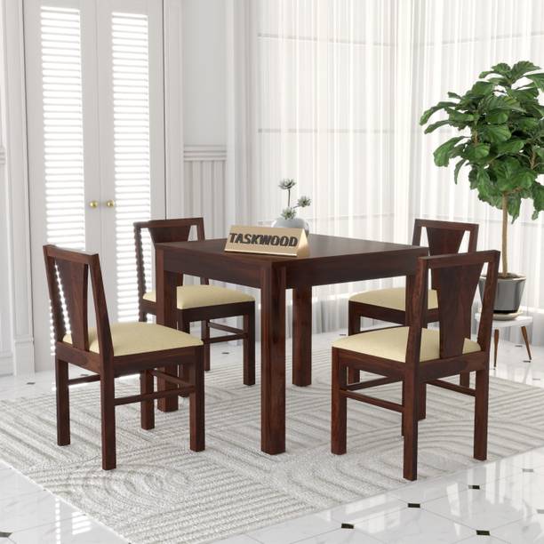 Taskwood Furniture Solid Sheesham Wood Four Seater Dining Set For Dining Room / Restaurant. Solid Wood 4 Seater Dining Set