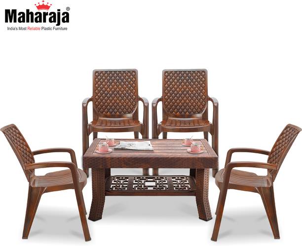MAHARAJA Plastic Chair & Table set for Outdoor & Indoor | Plastic 4 Seater Dining Set