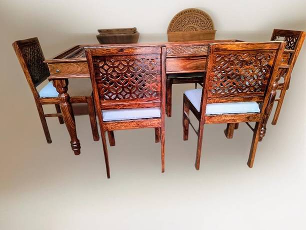 HITESH D-T-CNC 6 Solid Wood 6 Seater Dining Set