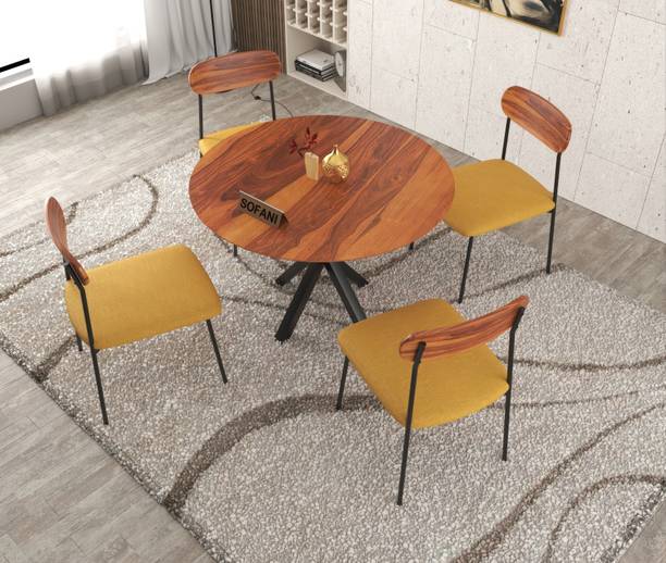 HITHOS Wooden 4 Seater Dining Set/Solid Wood 4 Seater Dining Table & Chair Set For Home Solid Wood 4 Seater Dining Set