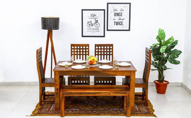Deuba SHEESHAM WOOD Solid Wood 6 Seater Dining Set