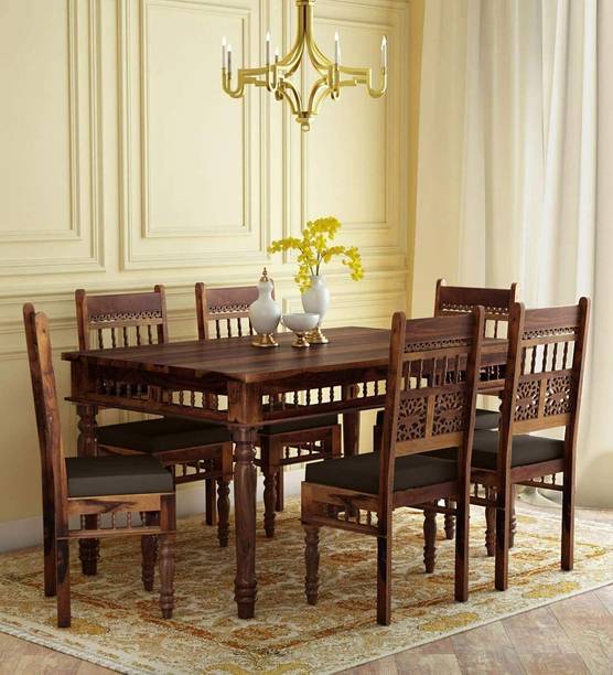 AADITYAWOODS Dining Room Set Solid Wood 6 Seater Dining Set