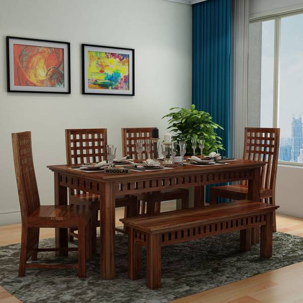 WOODENJOY Sheesham Wood 6-Seater Dining Set with Table and Chairs for Dining room/Home Solid Wood 6 Seater Dining Set