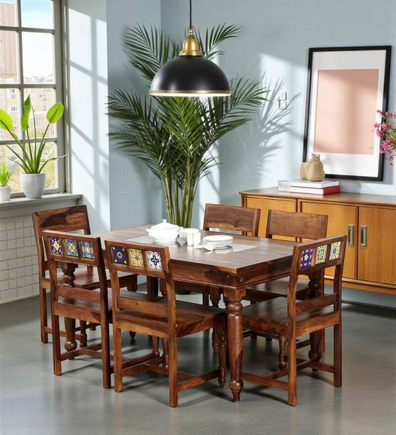 Shekhawati Home Anamika Sheesham Wood Dining Table For Home | Solid Wood 6 Seater Dining Set