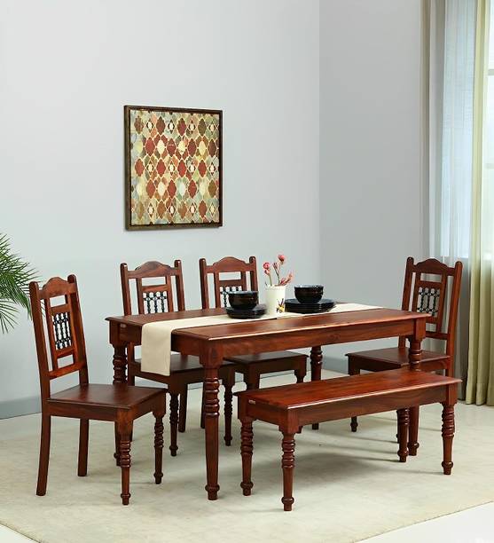 Shree Jeen Mata Enterprises Solid Sheesham Wood 6 Seater Dining Table Set For Dining Room / Kitchen / Hotel Solid Wood 6 Seater Dining Set