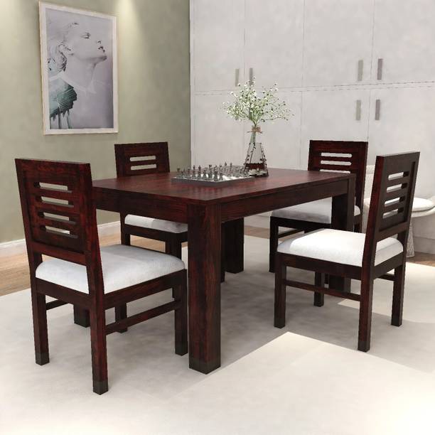 YUVIKAWOOD Solid Wood Sheesham Wood 4 Seater Dining Table With 4 Chairs For Dining Room Solid Wood 4 Seater Dining Table