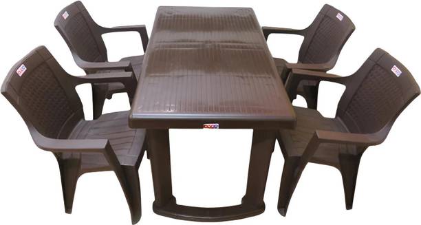 AVRO Delta Table with 7756 Chair Strong and Durable for Home Garden Cafeteria Plastic 4 Seater Dining Set
