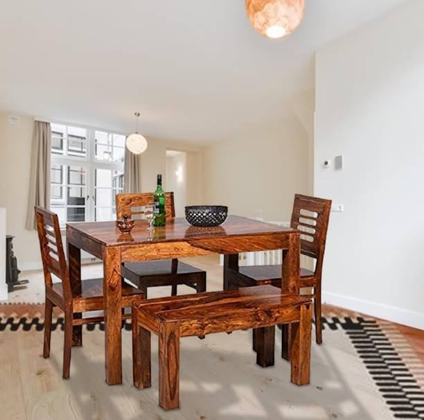 Weather Wood Solid Wood 3 Seater Dining Set