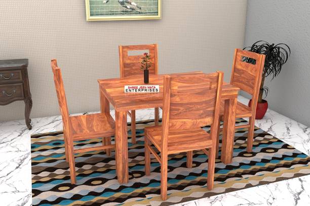 Shree Jeen Mata Enterprises Solid Wood Sheesham Wood 4 Seater Dining Table With 4 Chairs For Dining Room Solid Wood 4 Seater Dining Set
