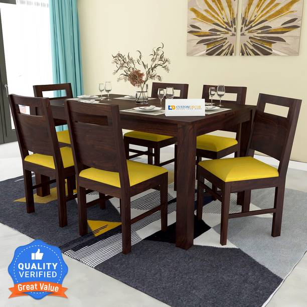 Custom Decor Indian Sheesham Wood Solid Wood 6 Seater Dining Set