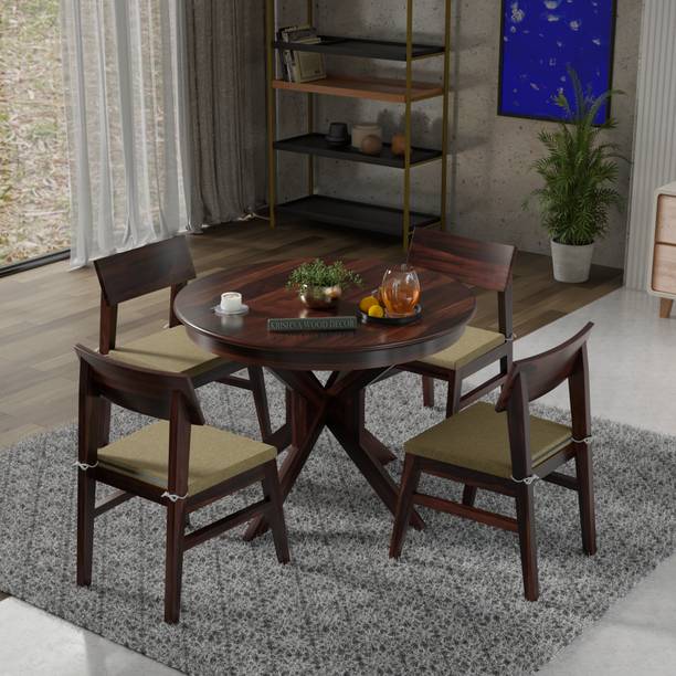 Krishna Wood Decor Solid Wood Dining Set| Wooden Dining Table Set| 4 Seater Dining Set| Solid Wood 4 Seater Dining Set