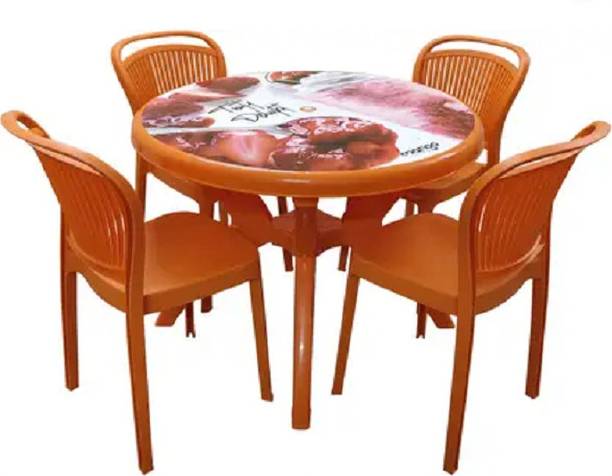 MSR MANGO 4 Seater Dining Set for Home Garden Cafeteria Plastic 4 Seater Dining Set Plastic 4 Seater Dining Set