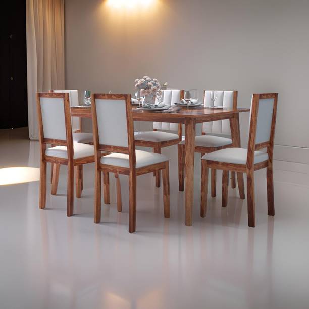 DriftingWood Tiya Dining Table 6 Seater | Six Seater Dinning Table with 6 Chairs Solid Wood 6 Seater Dining Set