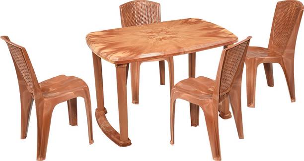 swagath furniture Monarch Plastic Dining Table with Arm Chair for Indore/Outdoor Plastic 4 Seater Dining Set