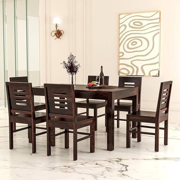 CLANECRAFT Solid Sheesham Wood Six Seater Dining Set For Dining Room/ Hotel | Solid Wood 6 Seater Dining Set