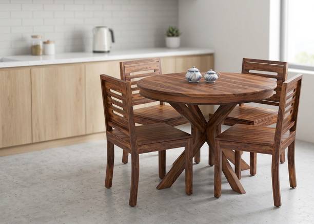 LOONART Solid Wood Dining Set|Dining Table Chair Set|Dining Set For 4|Wooden Dining Set| Solid Wood 4 Seater Dining Set