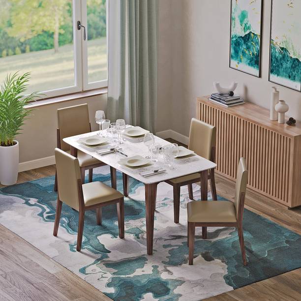 DecorNation Italiana Solid Wood 4 Seater Dining Set