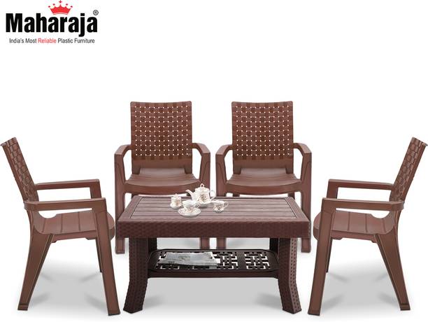 MAHARAJA Plastic Chair & Table set for Outdoor & Indoor | Plastic 4 Seater Dining Set