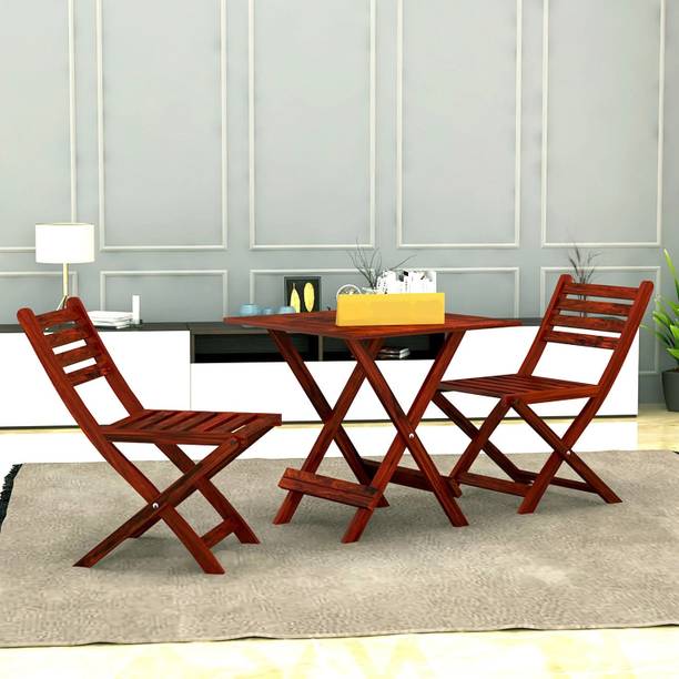 FLIPWOOD Solid Wood Folding 2 Chairs with Table for Outdoor Balcony Cafe Solid Wood 2 Seater Dining Set