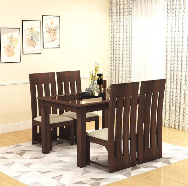 SONA ART & CRAFTS Rosewood ( Sheesham ) Frame Glass Top Solid Wood 4 Seater Dining Set