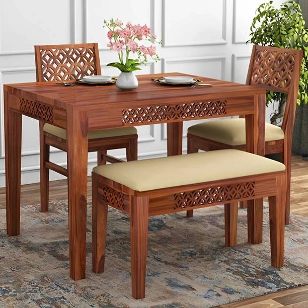 LOONART Solid Wood Dining Set|Dining Table Chair Set|Dining Set For 4|Wooden Dining Set| Solid Wood 4 Seater Dining Set