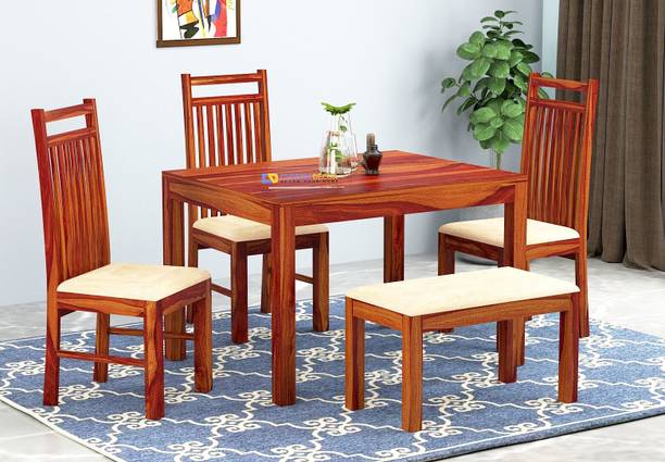 Custom Decor Solid Wood 4 Seater Dining Set