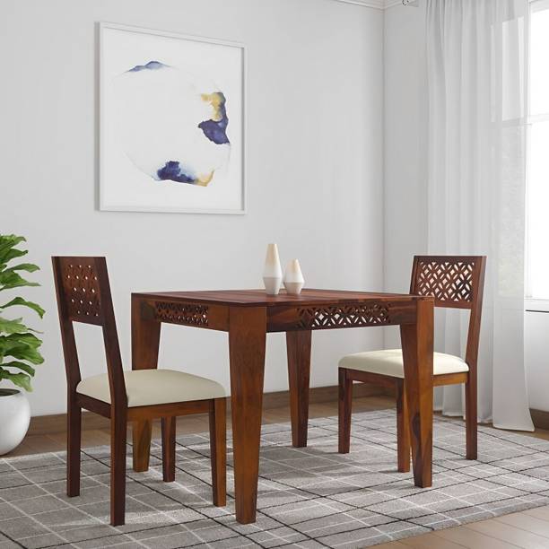 SWANGIA ARTS Sheesham Wood 2 Seater Dining Table with 2 Cushioned Chairs For Home & Kitchen Solid Wood 2 Seater Dining Set