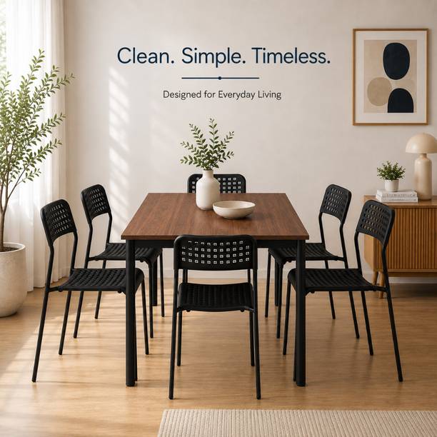 Worldwood Hevy Metal Fram With Unbreacble Plastic Seats Dining set for all purpose Metal 6 Seater Dining Set
