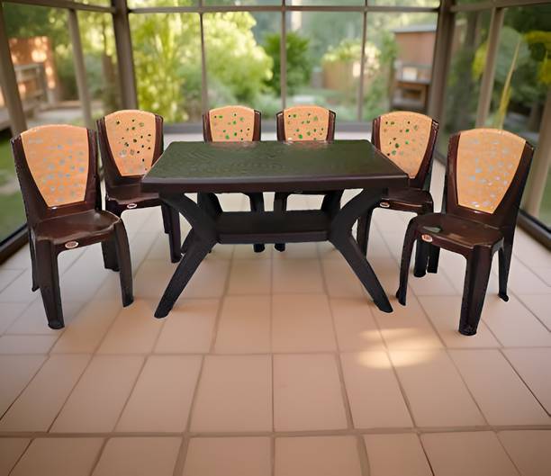 एवरो Magna Double Top Table with Mars Chair प्लास्टिक डाइनिंग सेट