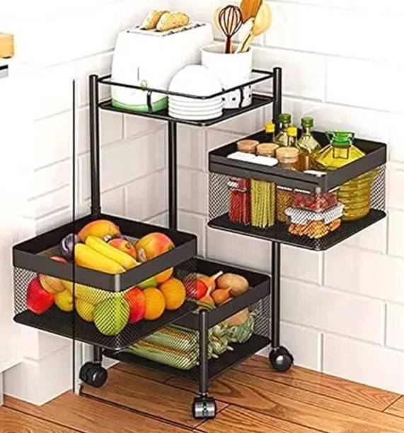Asthasteel 3 Layer Kitchen Rotating Multipurpose Storage Rack for Fruits Metal 3 Seater Dining Set